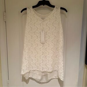 Dolce Ragazza Ivory Lace Tank Top. Size Large